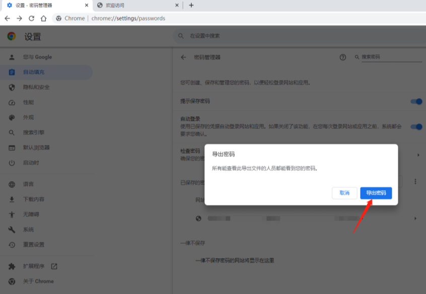 谷歌浏览器怎么导出密码3